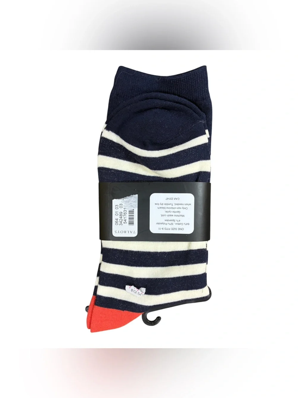 Talbots Frenchie Trouser Socks Navy/red Striped French Bull Dog OS NEW